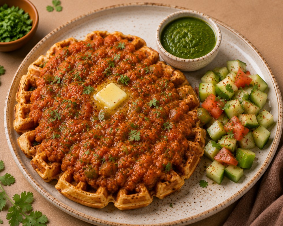Famous pavbhaji Waffle of nukkad dahbhalla in sector 56